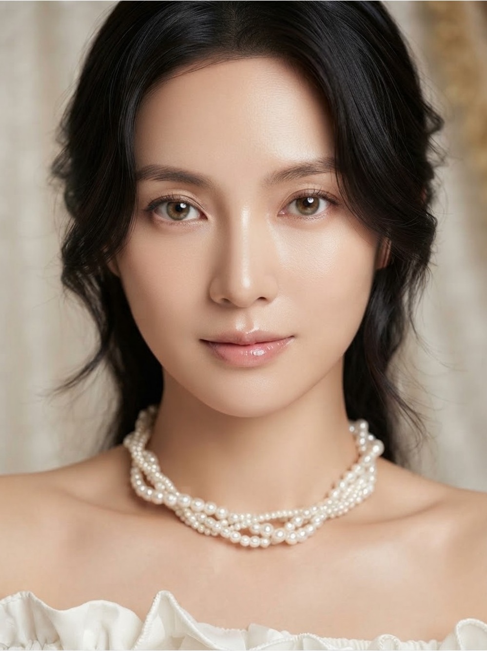 Multi-Strand Cream Pearl Choker Necklace